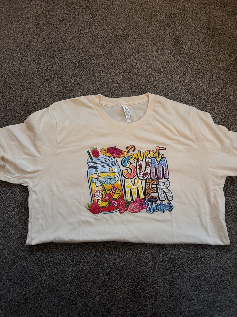 Bella Canvas Sweet Summer Graphic Tee - Cream with Bright Multicolor Print